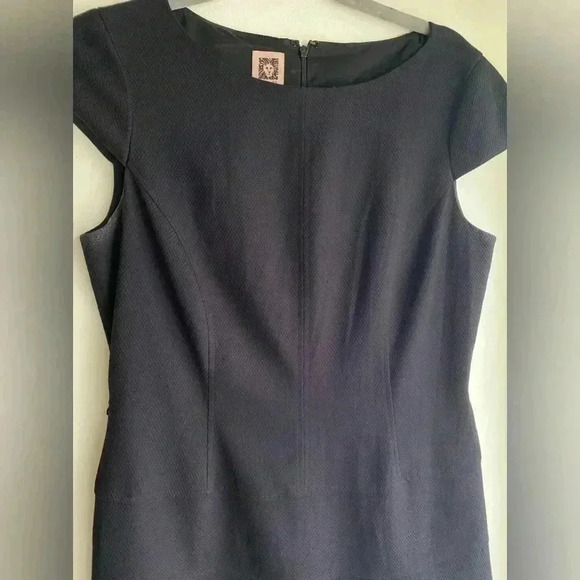 Anne Klein Black Dress Size 10 Midi Fit and Flare Cap Sleeve A Line Zipper Back - Picture 3 of 10